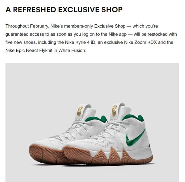 Nike's Loyalty program members-only Exclusive Shop