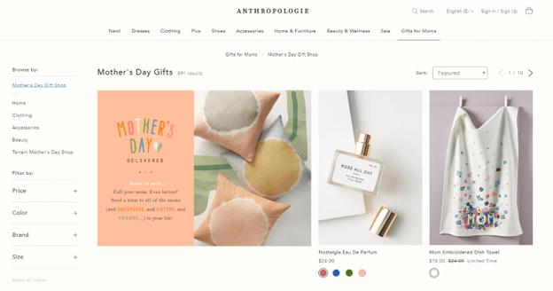 Anthropologie Mother's Day gifts ideas