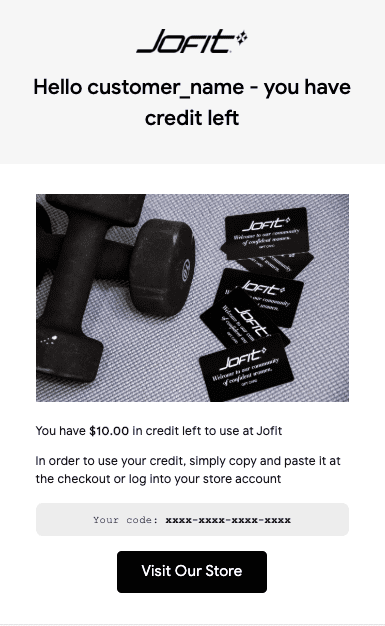 Jofit loyalty program gift card reminder