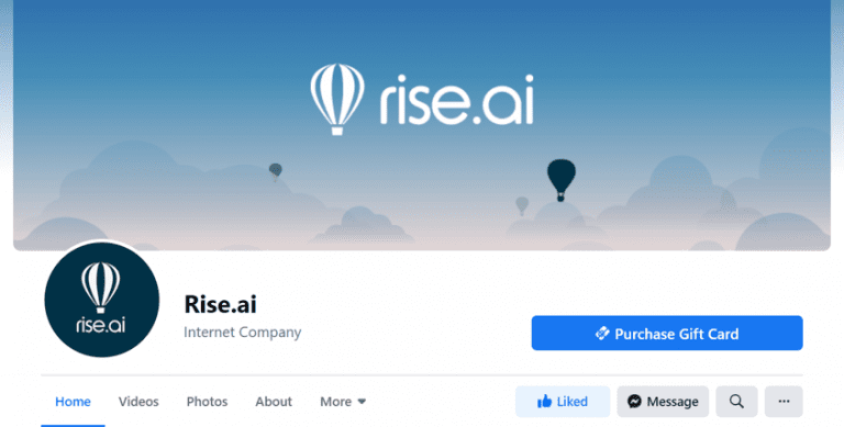 Gift Card button on your social media account