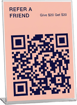 QR code refer a friend give $20 get $20